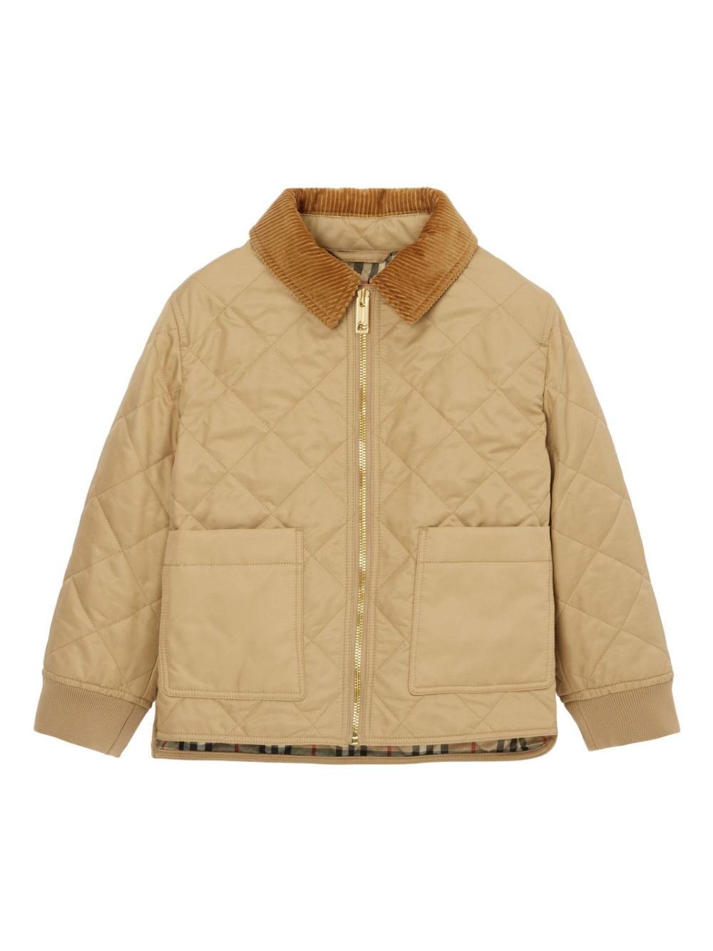 Burberry Kids Gesteppte Jacke mit Cordkragen - Nude von Burberry Kids