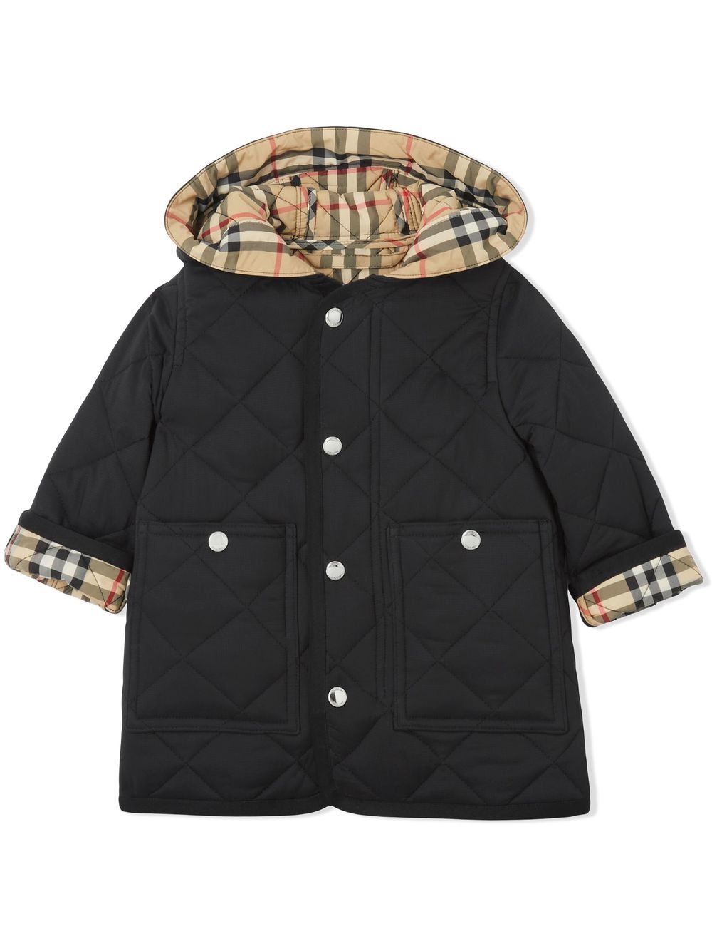 Burberry Kids Kapuzenmantel mit Rautensteppung - Schwarz von Burberry Kids