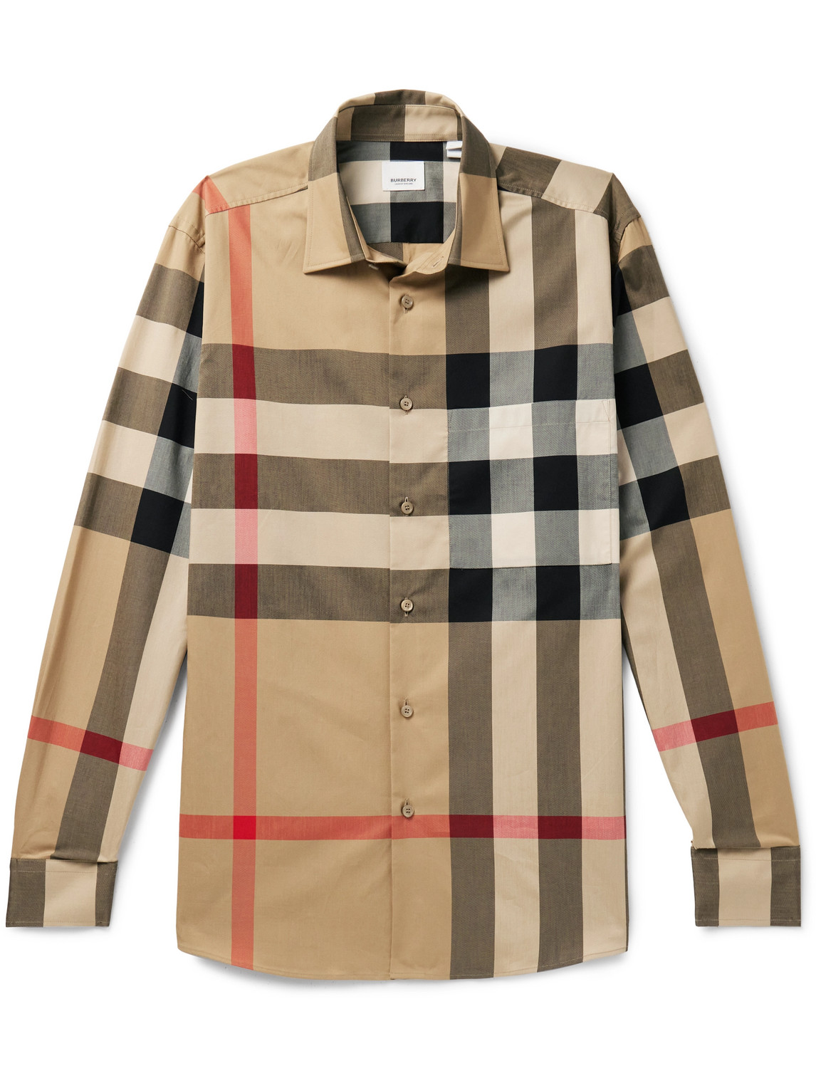 Burberry - Checked Cotton-Poplin Shirt - Men - Neutrals - L von Burberry