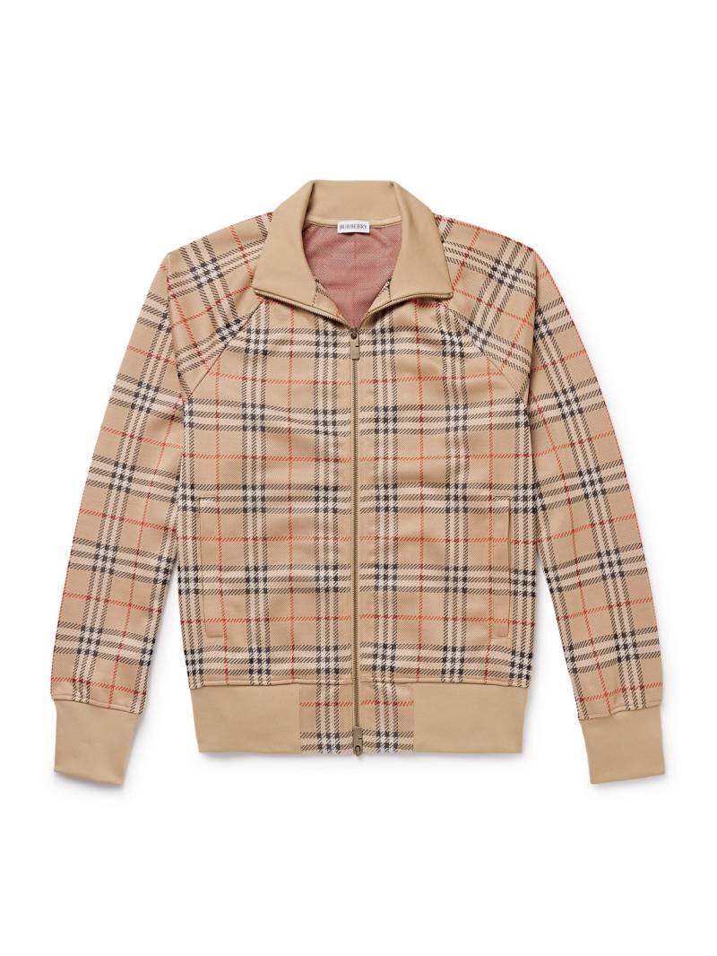 Burberry - Checked Jacquard-Knit Zip-Up Sweatshirt - Men - Neutrals - L von Burberry