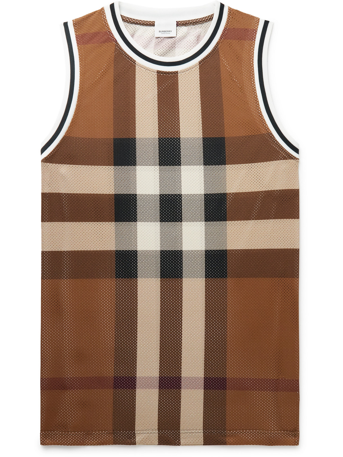 Burberry - Checked Mesh Tank Top - Men - Brown - XS von Burberry