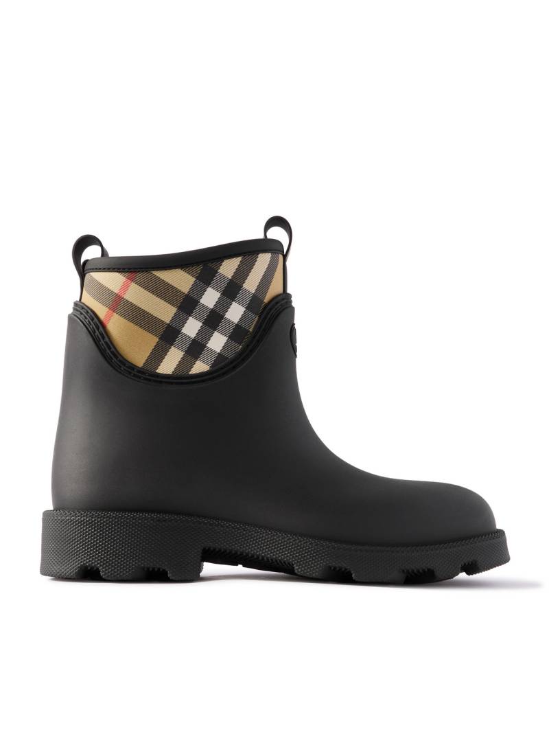 Burberry - Checked Twill-Trimmed Rubber Rain Boots - Men - Black - EU 40 von Burberry