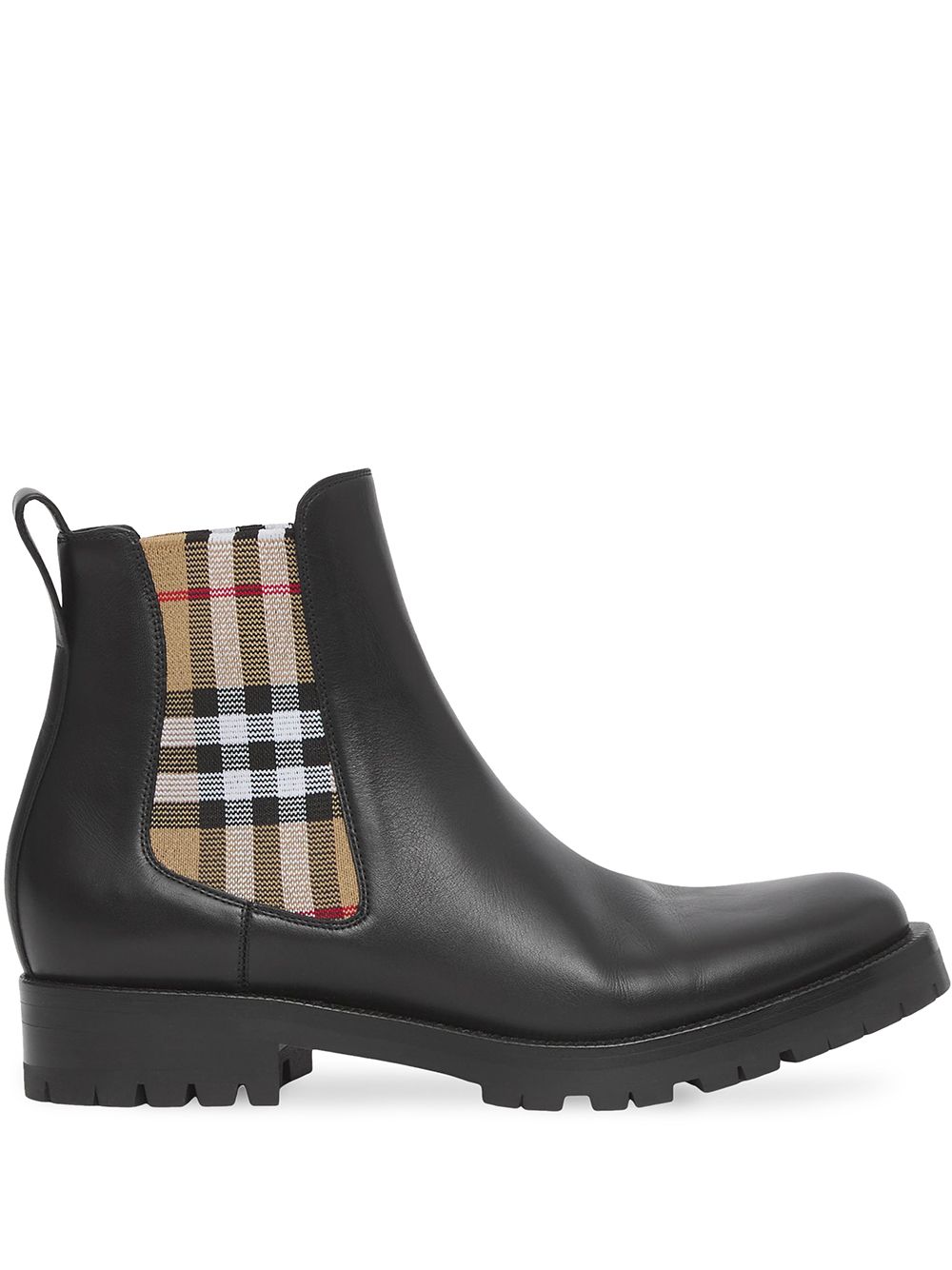 Burberry Chelsea-Boots mit kariertem Einsatz - Schwarz von Burberry