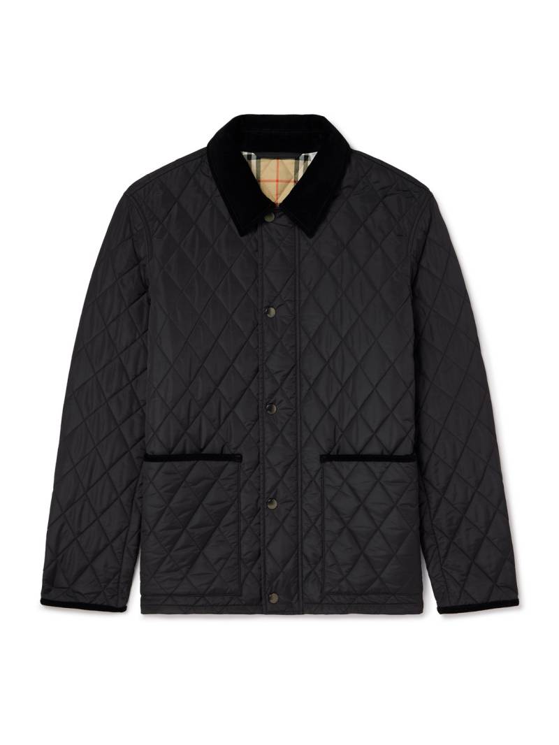 Burberry - Corduroy-Trimmed Quilted Nylon Barn Jacket - Men - Black - XXL von Burberry