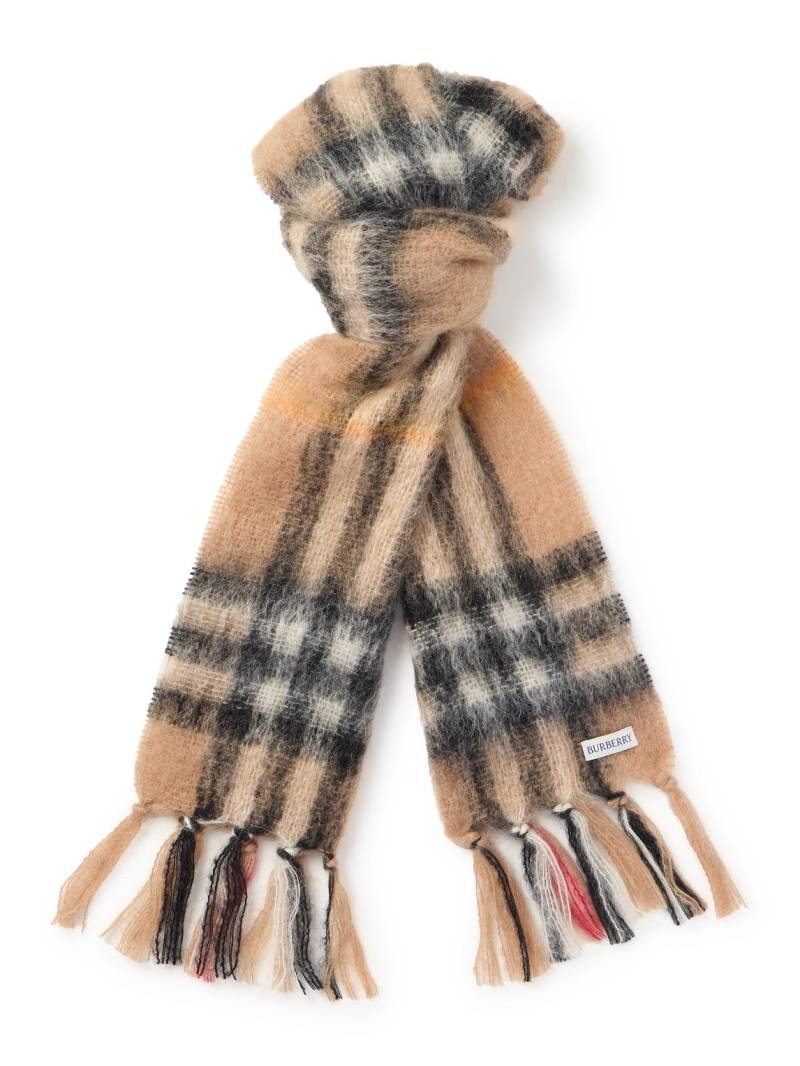 Burberry - Fringed Checked Mohair-Blend Scarf - Men - Neutrals Burberry - Fringed Checked Mohair-Blend Scarf - Men - Neutrals von Burberry