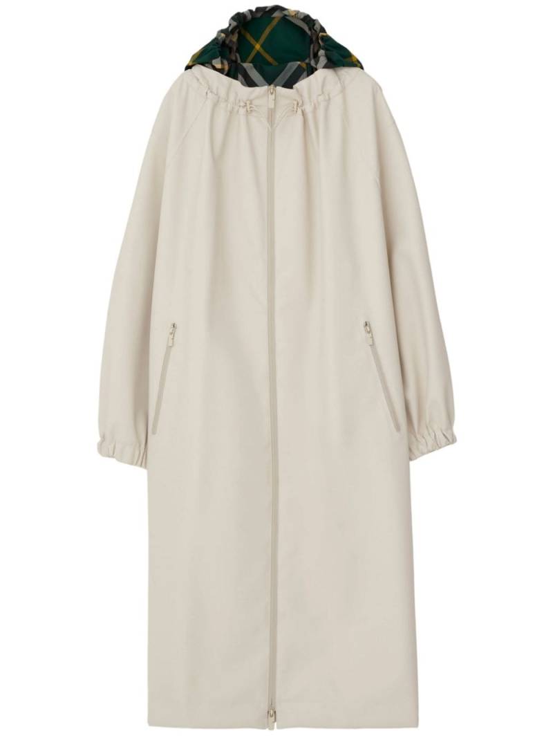 Burberry Gabardine-Parka mit karierter Kapuze - Nude von Burberry