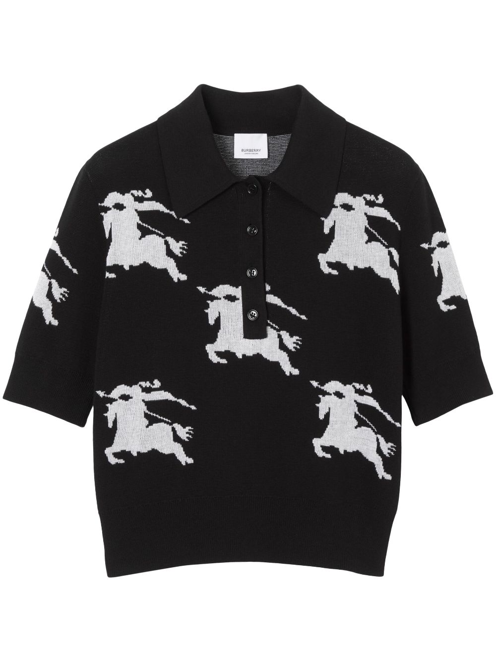 Burberry Gestricktes Intarsien-Poloshirt - Schwarz von Burberry