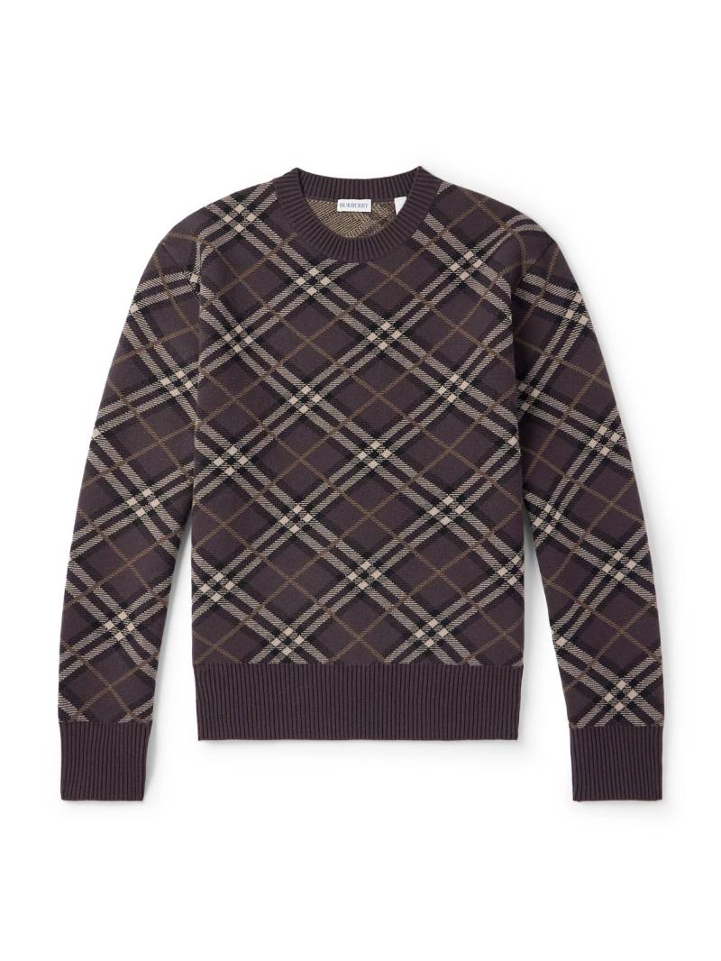 Burberry - Gregory Checked Wool-Blend Sweater - Men - Brown - M von Burberry