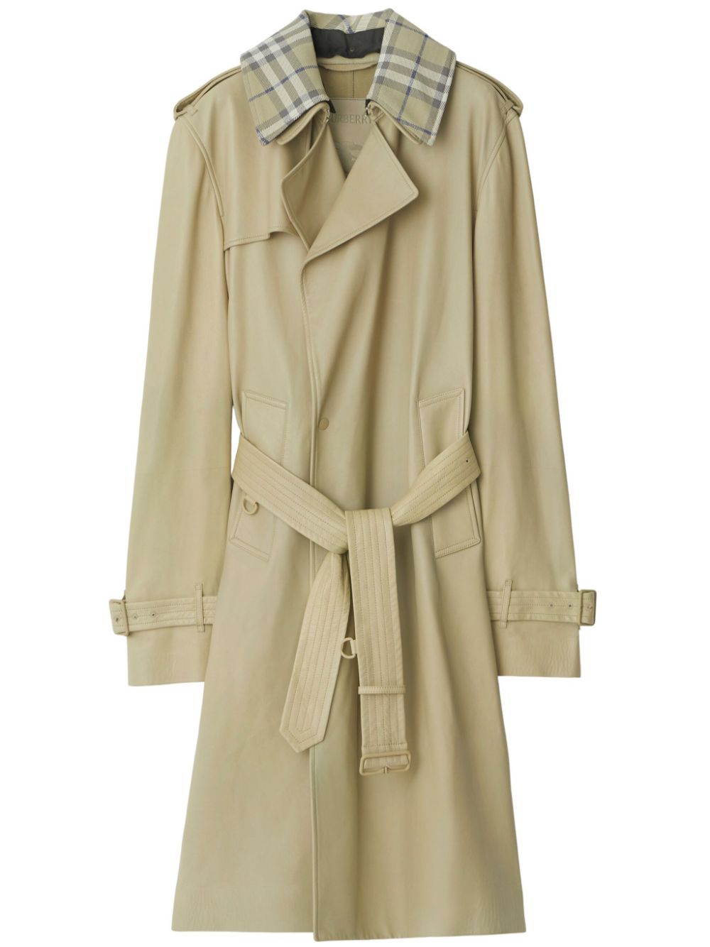 Burberry Leder-Trenchcoat mit abnehmbarem Kragen - Nude von Burberry