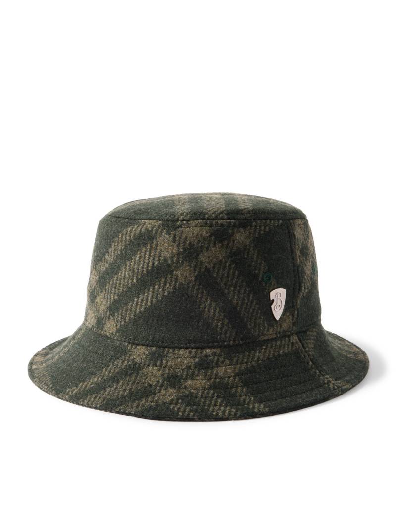 Burberry - Logo-Appliquéd Checked Brushed-Wool Bucket Hat - Men - Green - L von Burberry