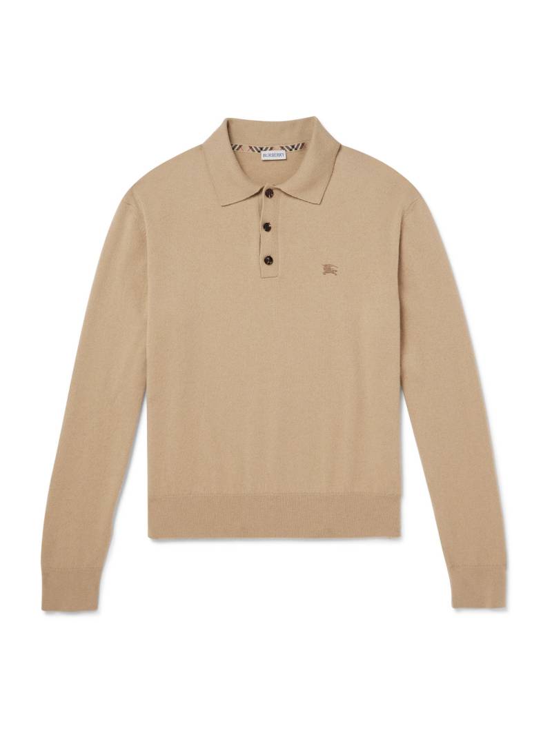 Burberry - Logo-Embroidered Cashmere Polo Shirt - Men - Neutrals - XXL von Burberry
