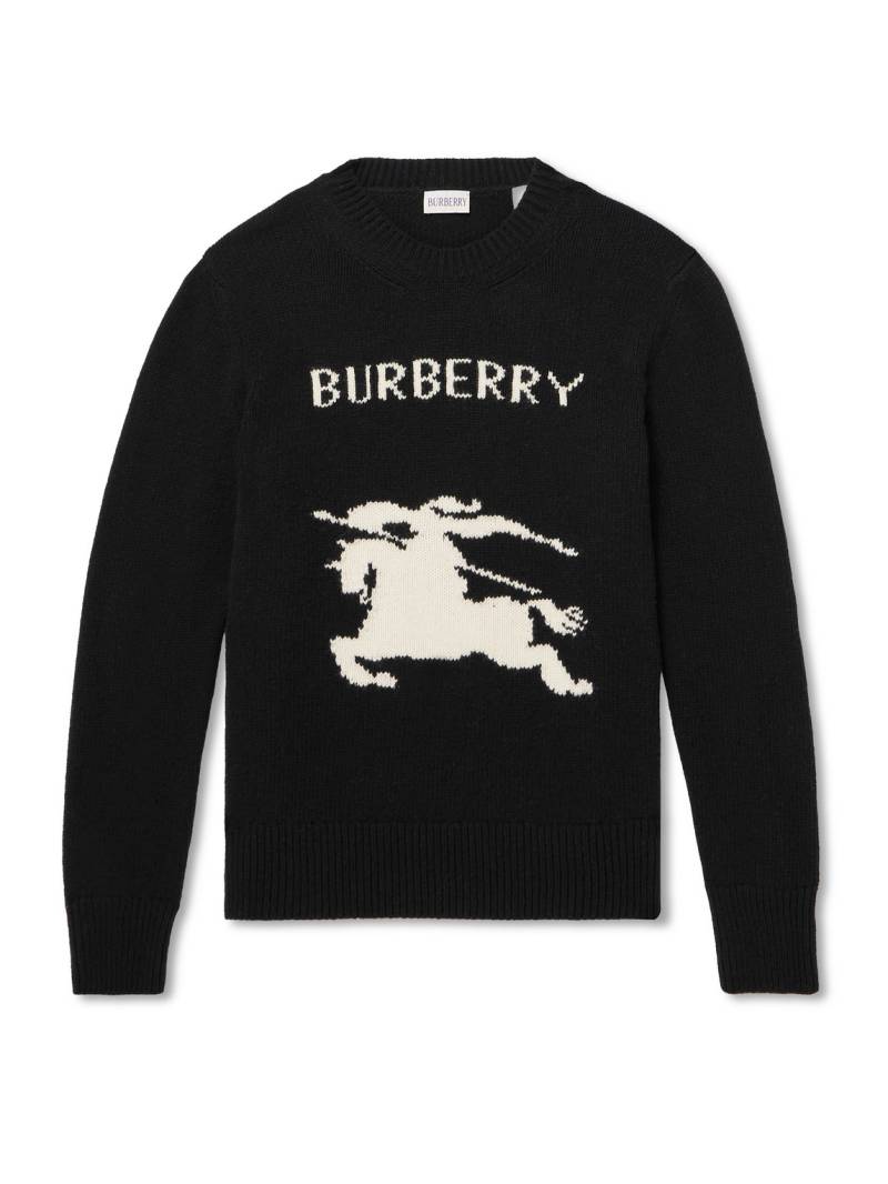 Burberry - Logo-Jacquard Wool and Cashmere-Blend Sweater - Men - Black - XXL von Burberry
