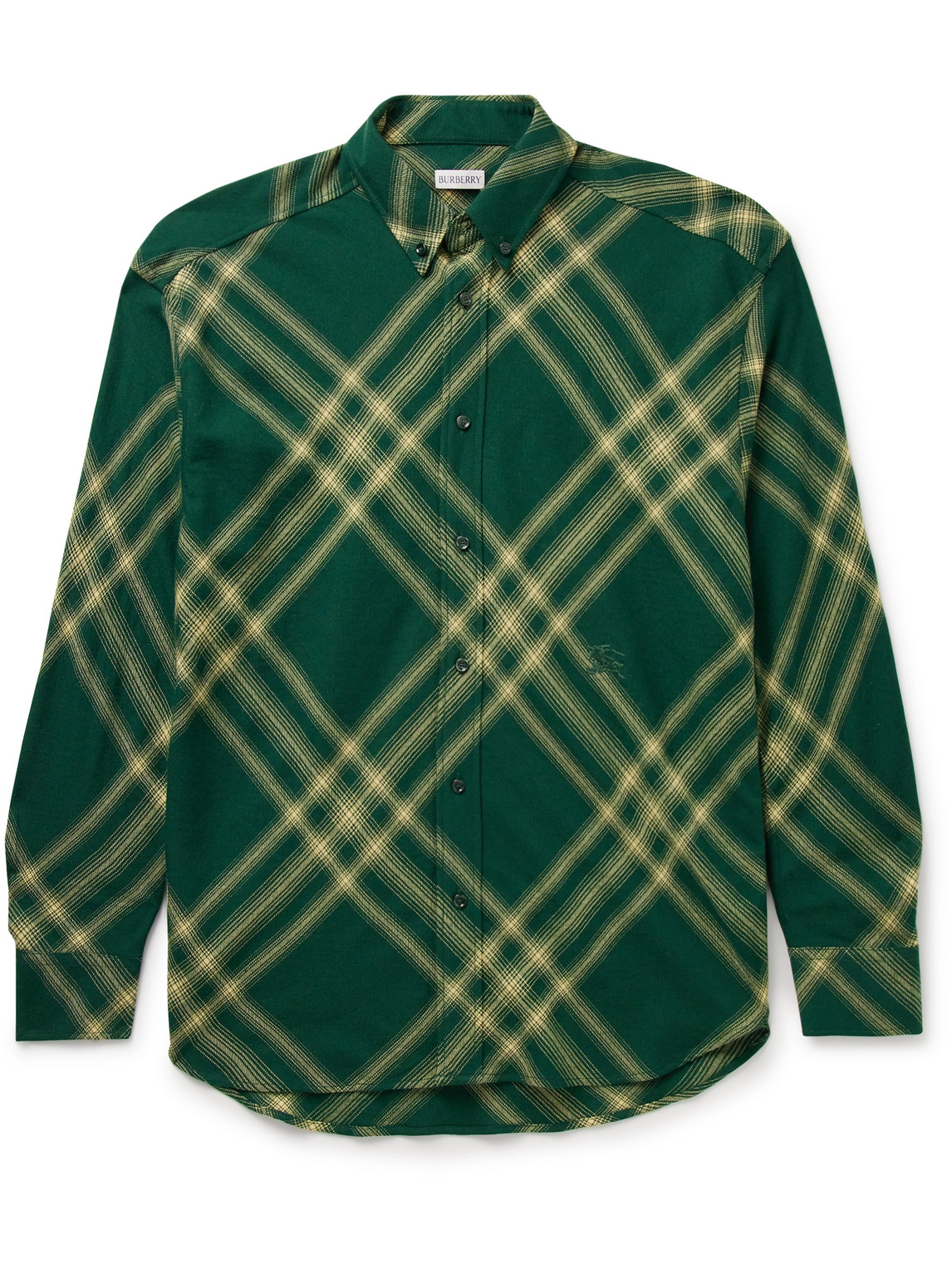 Burberry - Oversized Button-Down Collar Checked Wool-Flannel Shirt - Men - Green - XXL von Burberry