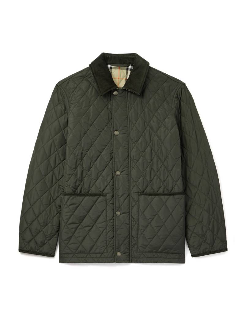 Burberry - Padded Corduroy-Trimmed Quilted Shell Jacket - Men - Green - XXL von Burberry