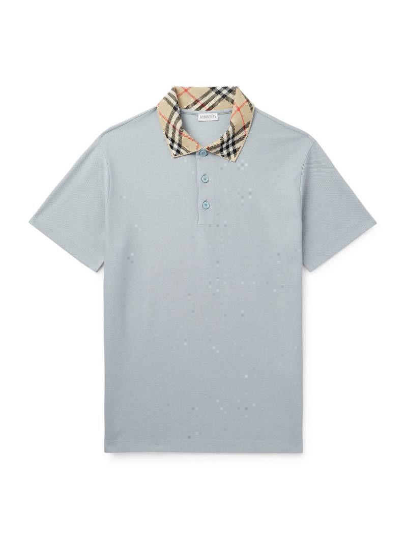Burberry - Slim-Fit Checked Cotton-Piqué Polo Shirt - Men - Gray - S von Burberry