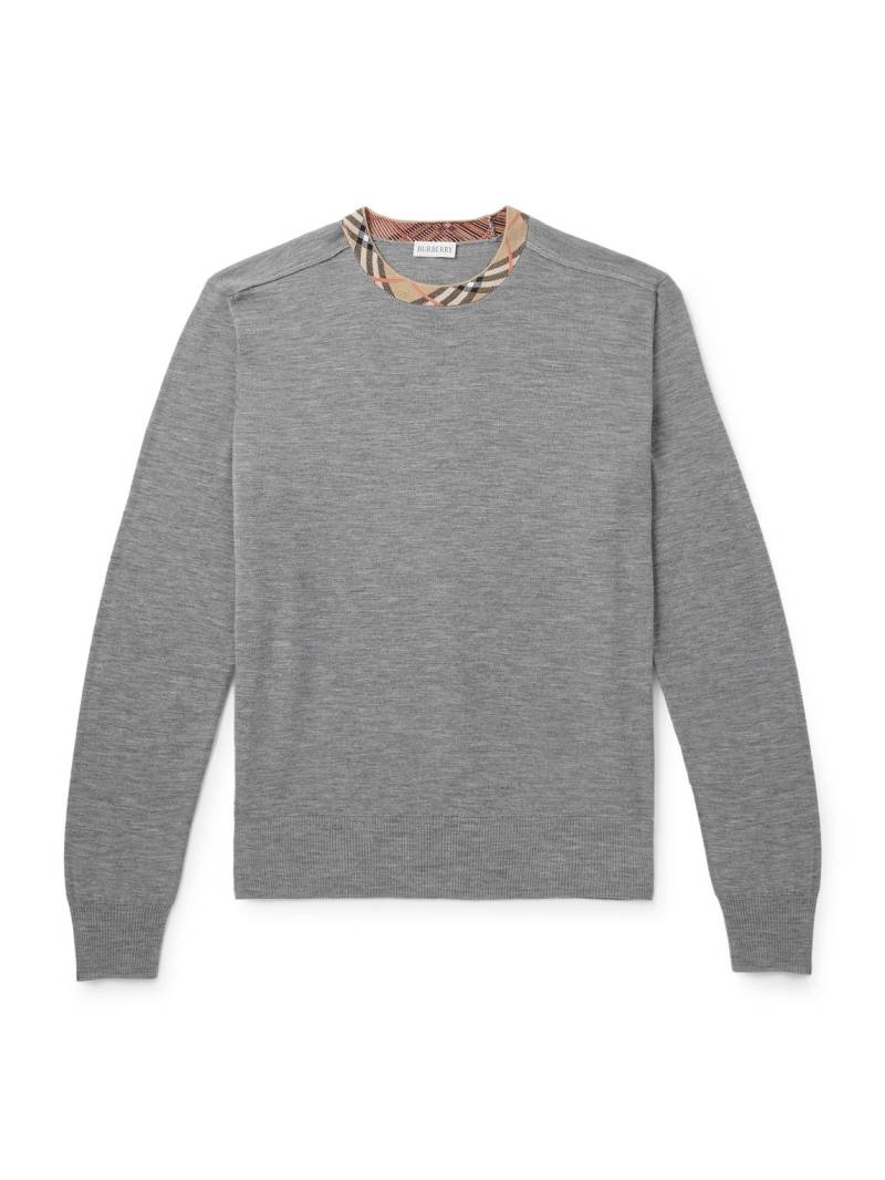 Burberry - Slim-Fit Contrast-Tipped Wool Sweater - Men - Gray - XXL von Burberry