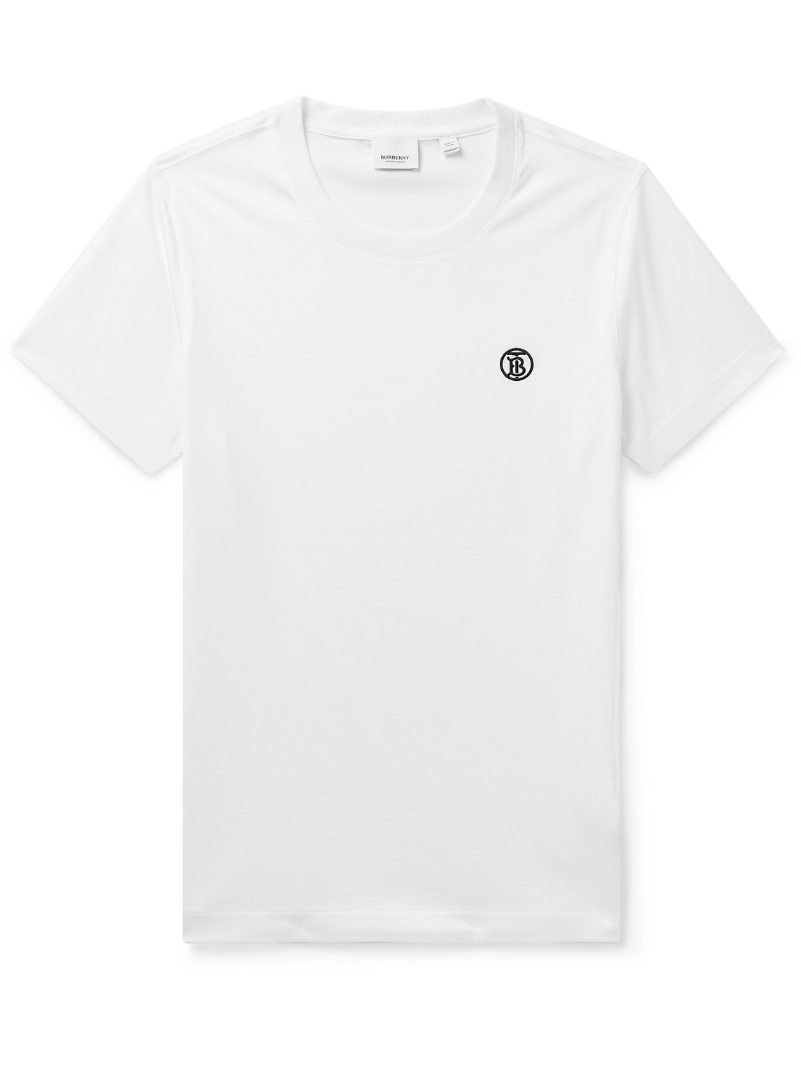Burberry - Slim-Fit Logo-Embroidered Cotton-Jersey T-Shirt - Men - White - L von Burberry