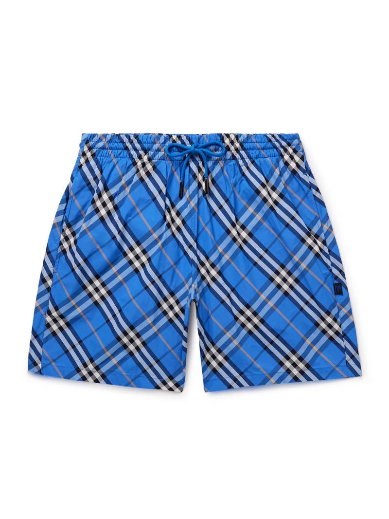 Burberry - Straight-Leg Mid-Length Checked Swim Shorts - Men - Blue - S von Burberry