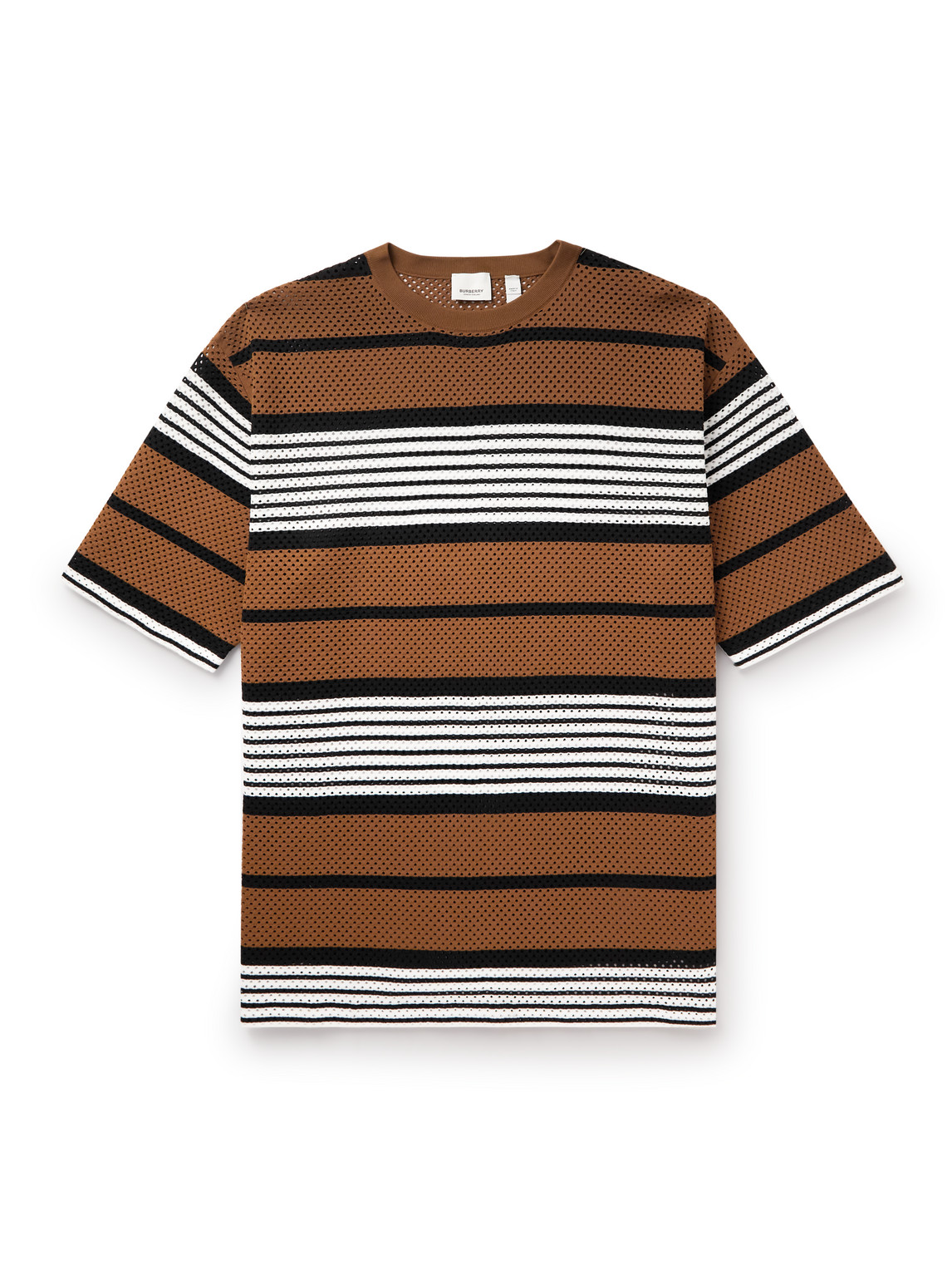 Burberry - Striped Mesh T-Shirt - Men - Brown - L von Burberry