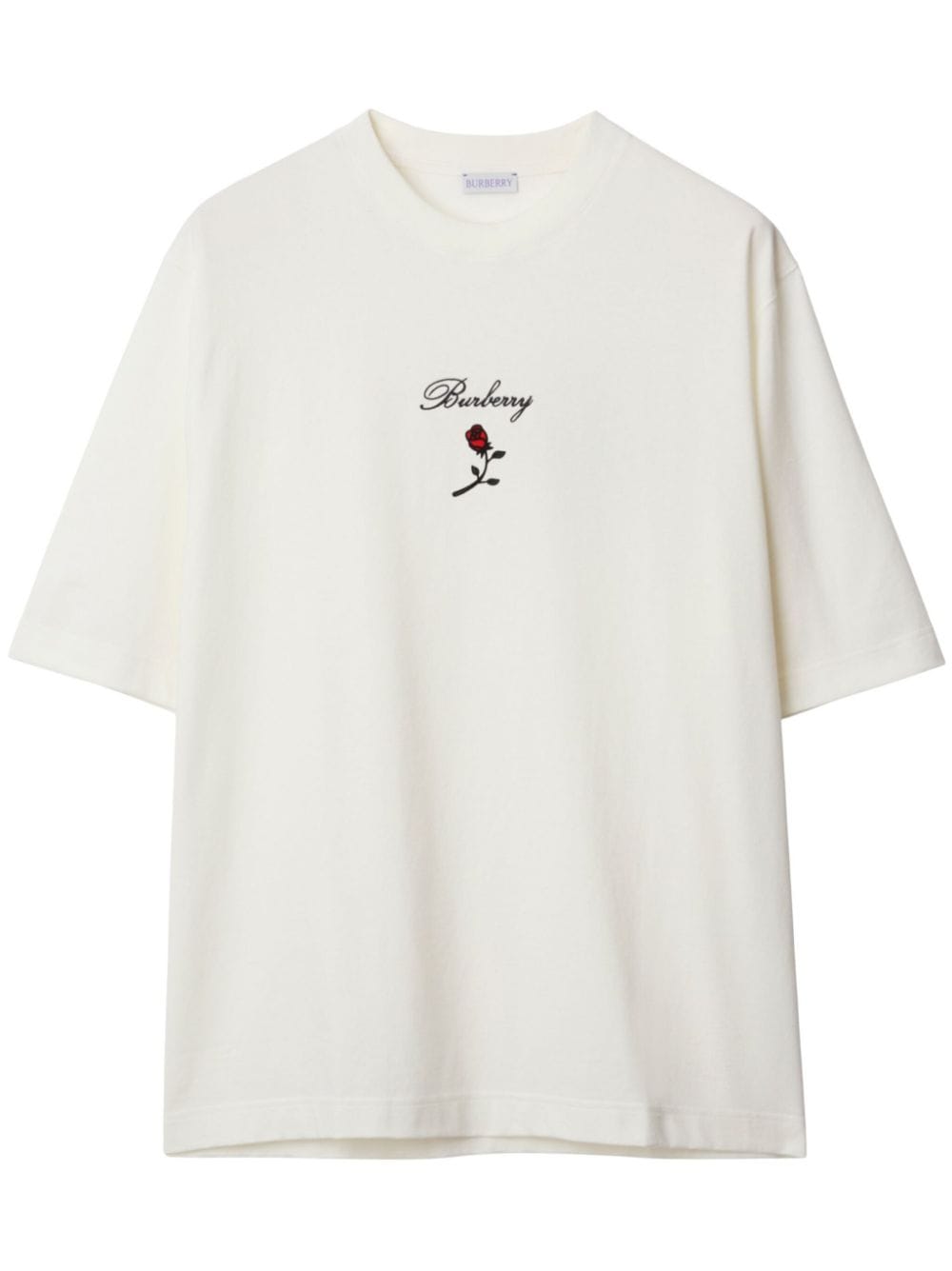 Burberry T-Shirt mit beflockter Rose - Weiß von Burberry