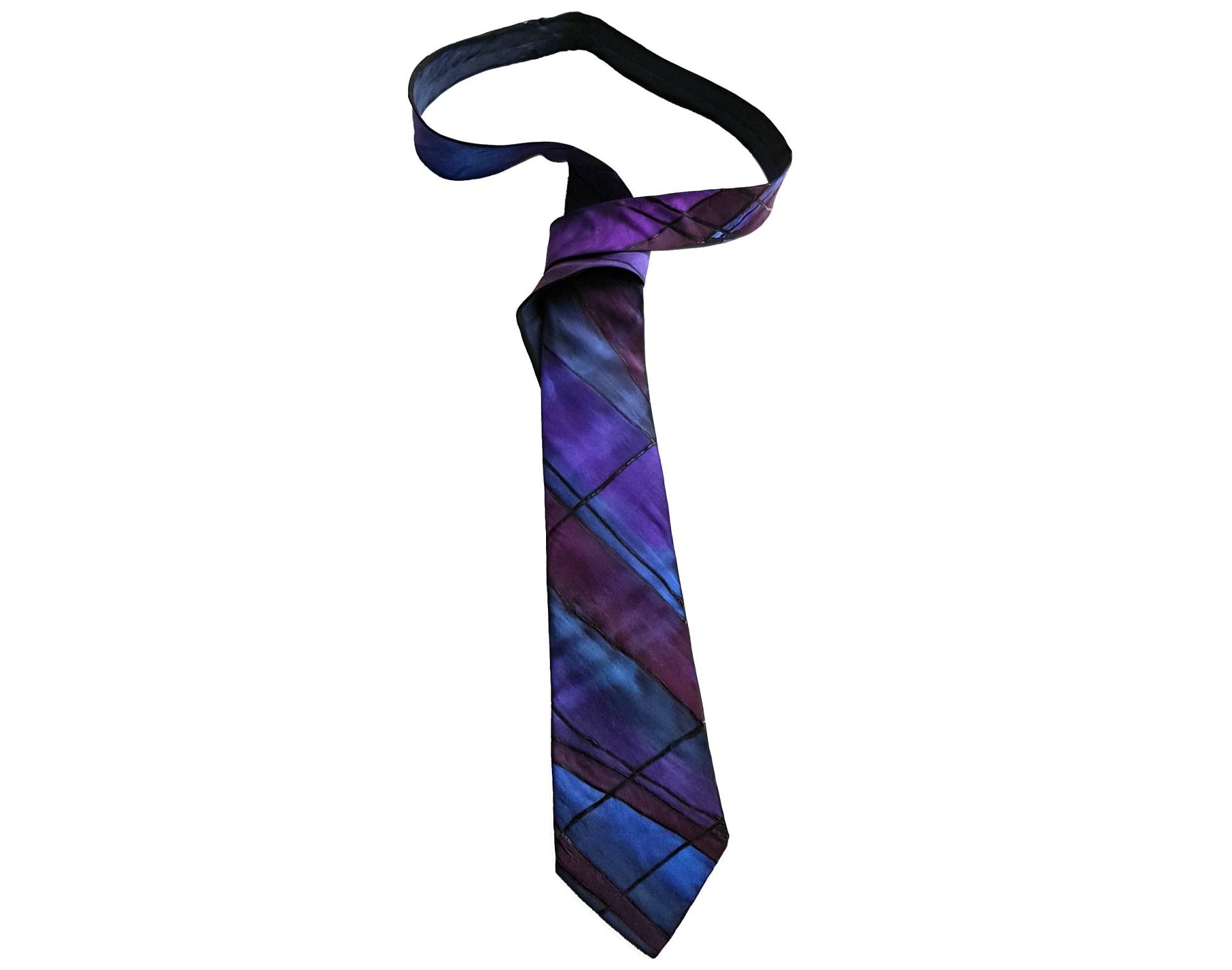 Einzigartige Mann Geschenk - Hochzeit Krawatte Blau Boho Männer Extravagante Seide Lila Bemalt Blaue von Burbulesilk