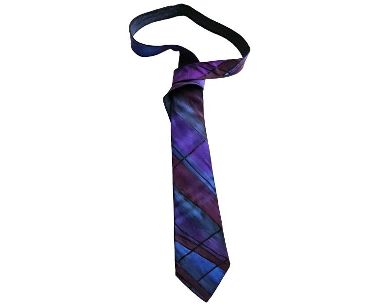 Einzigartige Mann Geschenk - Hochzeit Krawatte Blau Boho Männer Extravagante Seide Lila Bemalt Blaue von Burbulesilk
