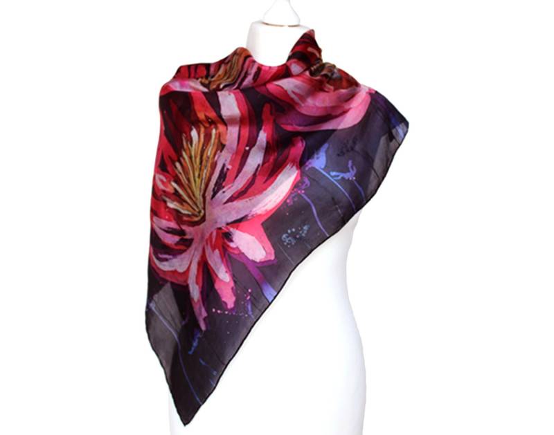 Schwarzer Schal Frauen - Sommer Seide Meistverkaufte Geschenke Floral Geschenk Mutter Im Gesetz von Burbulesilk