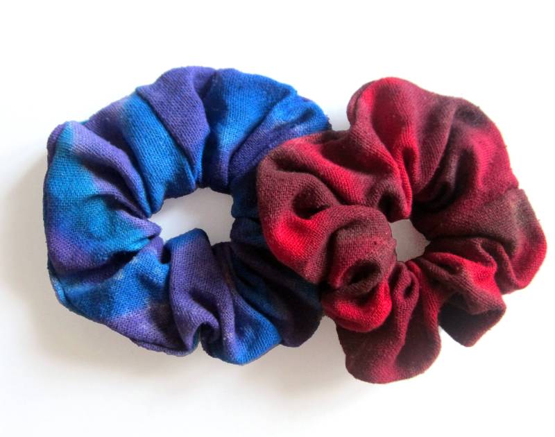 Scrunchie, Scrunchies, Haarkrawatten, Haargeschenk, Haar-Accessoires Für Frauen, Scrunchie Geschenk, Enkelin Blaue Rote von Burbulesilk