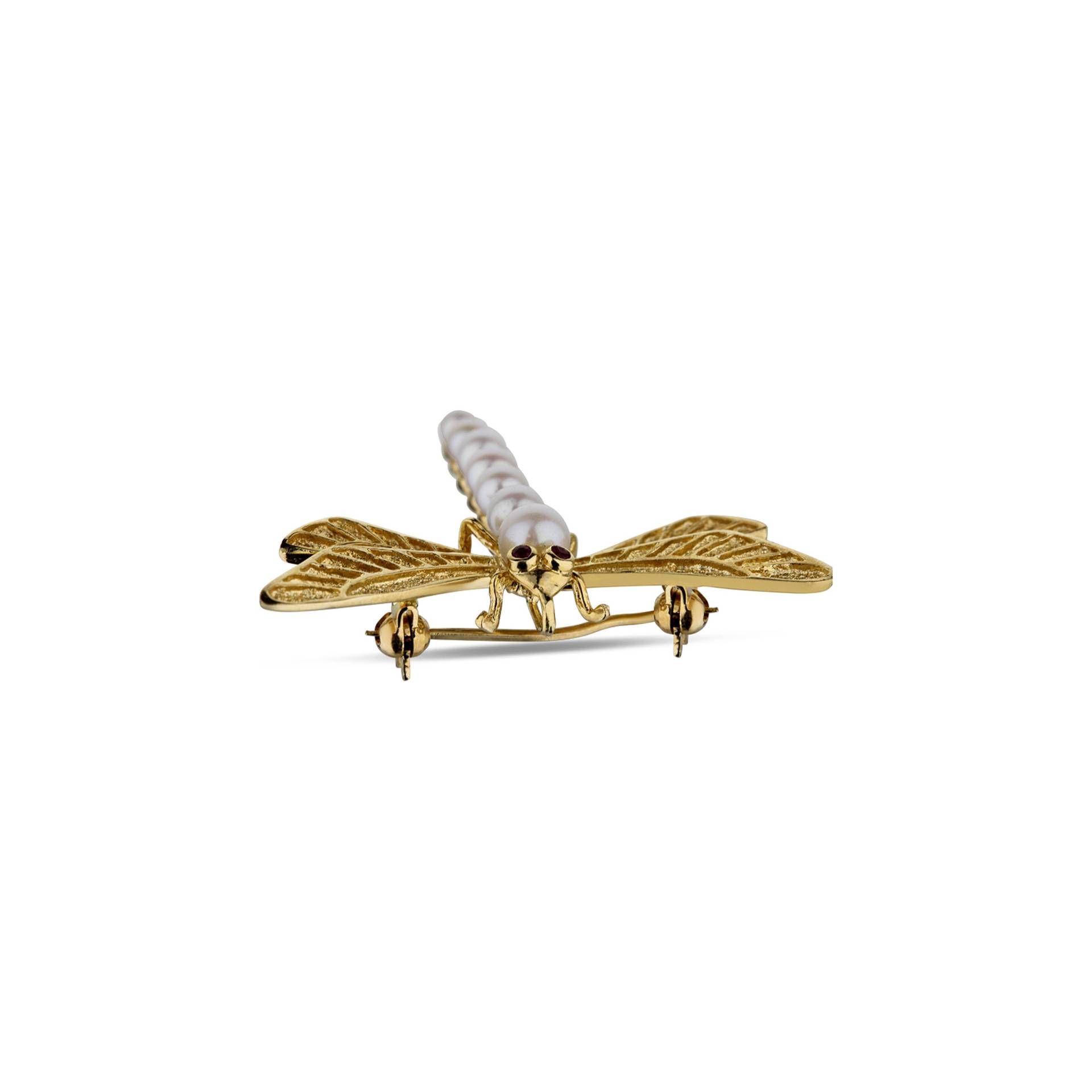 14K Gelbgold Rubin Perlen Absolvent Drache Fliege Pin & Anhänger von BurdeensJewelry