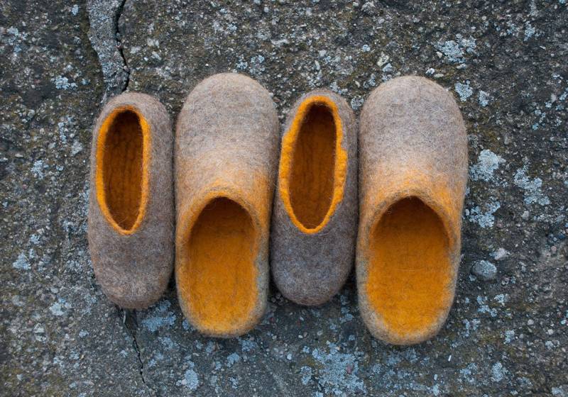 2 Paar Eltern-Kind Passende Gefilzte Hausschuhe, Familie Hausschuhe Set, Mama Und Ich Papa Ich, Mutter Tochter Vater Sohn von BureBureSlippers