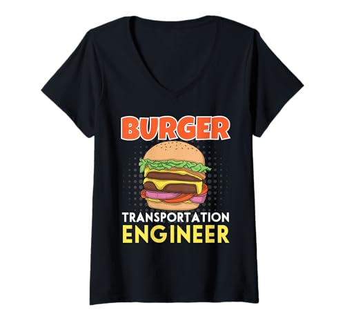 Damen Burger Transporter Ingenieur T-Shirt mit V-Ausschnitt Damen Burger Transporter Ingenieur T-Shirt mit V-Ausschnitt von Burger Funny Cheeseburger