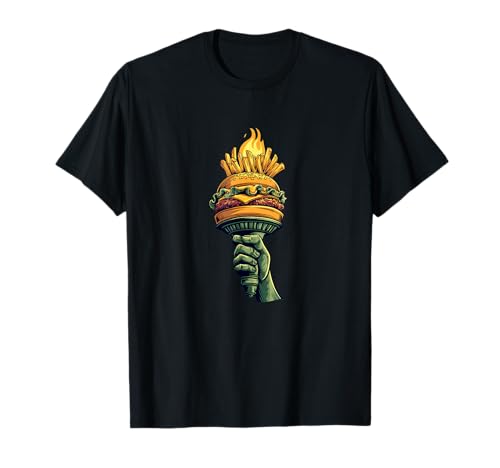 Burger und Pommes Frites Trophäe in Flammen für Jungen und Mädchen T-Shirt Burger und Pommes Frites Trophäe in Flammen für Jungen und Mädchen T-Shirt von Burger Trophy Outfit
