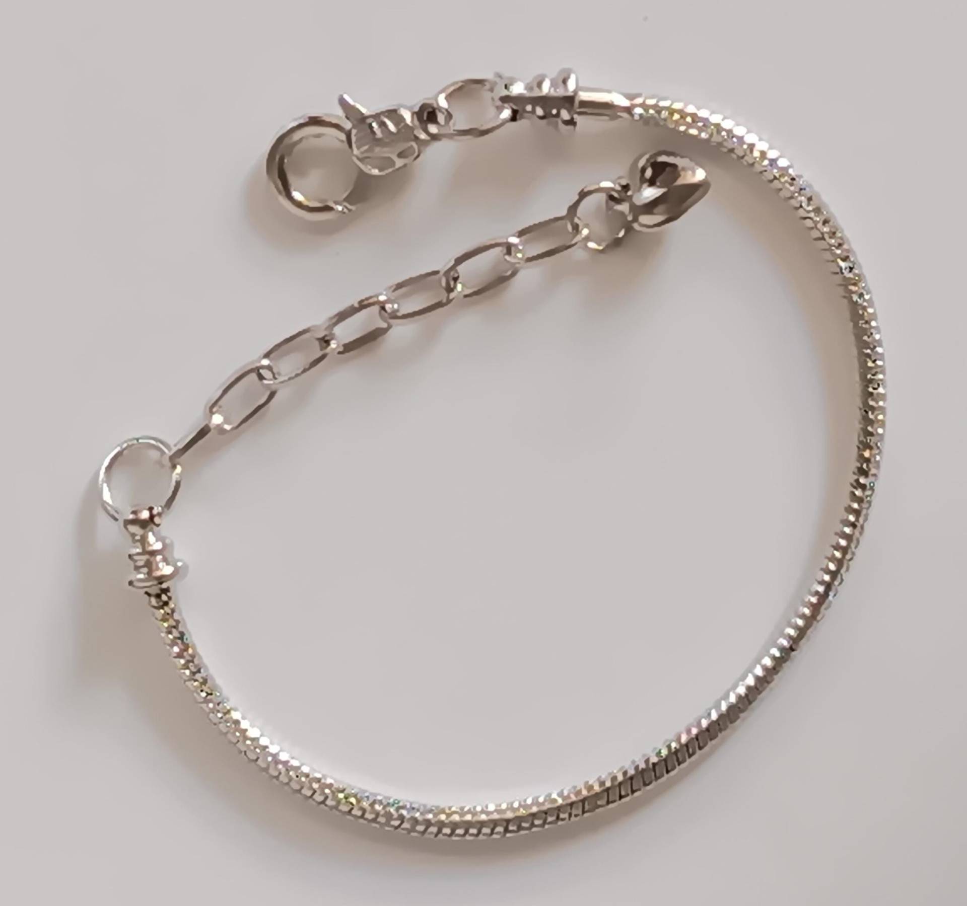 Bettelarmband Für Beads, Schlangenarmband Mit Kette, Bead Armband 17 Bis 21cm, Herz, Beads von BurgisKlunkerkiste