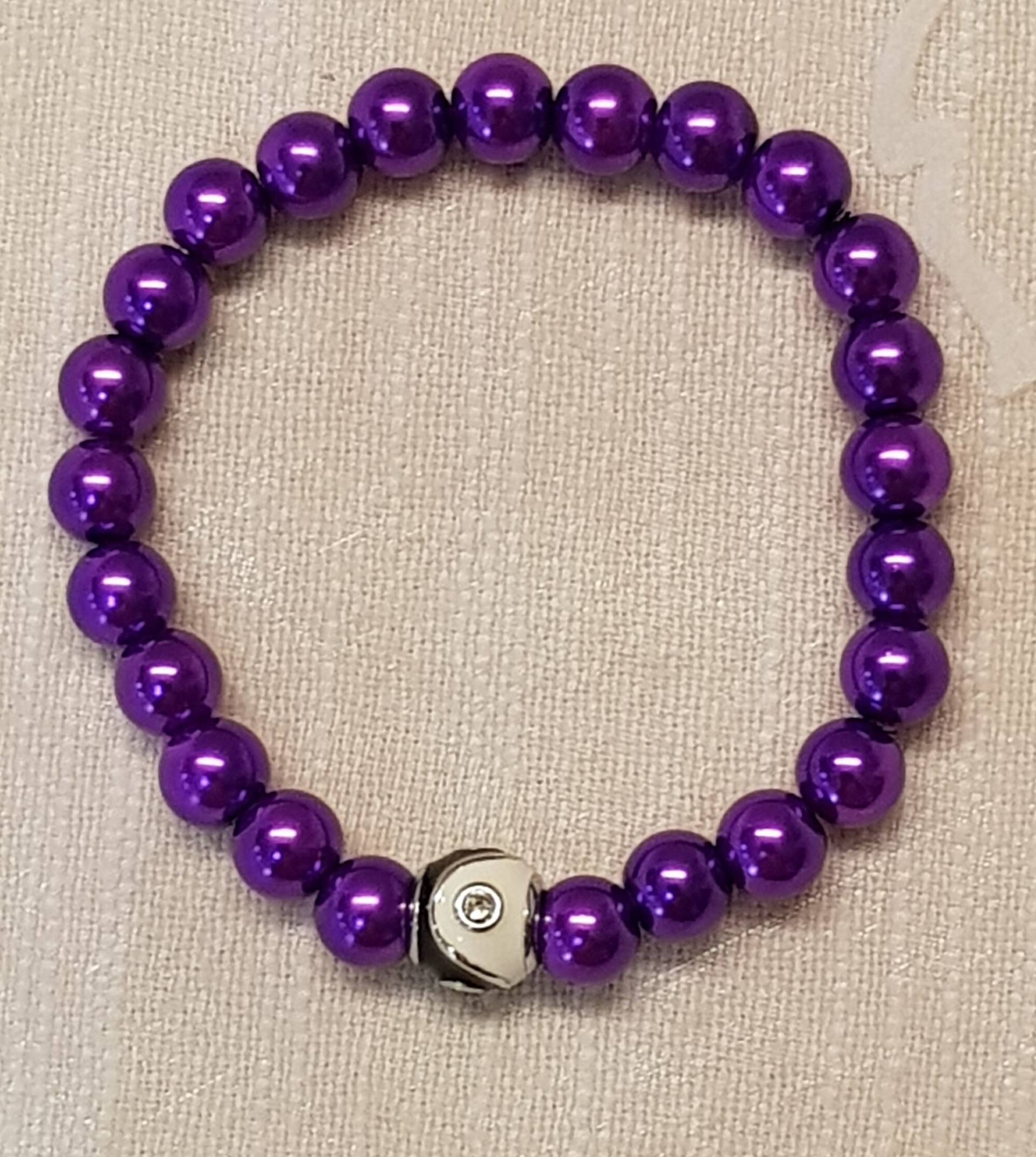 Damen Armband Mit Perlen, Perlenarmband Bead, Perlen-Armband Elastisch, Perlen Ying-Yang von BurgisKlunkerkiste