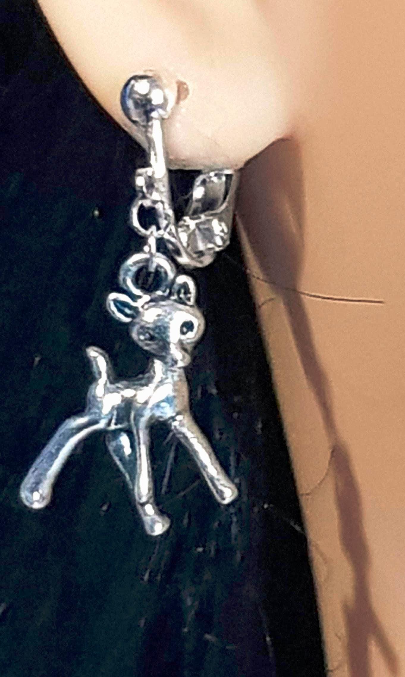 Ohrclips Bambi, Mädchen Ohrschmuck Ohrhänger Mit Kleines Reh Ohrclip, Für Teenie, Silikon-Clip-Polster Ohrclips Bambi, Mädchen Ohrschmuck Ohrhänger Mit Kleines Reh Ohrclip, Für Teenie, Silikon-Clip-Polster von BurgisKlunkerkiste