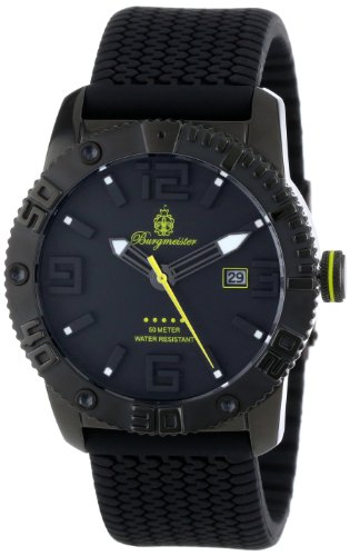 Burgmeister Armbanduhr für Herren mit Analog Anzeige, Quarz-Uhr und Silikonarmband - wasserdichte Herrenuhr mit zeitlosem, schickem Design - Klassische Uhr für Männer - BM522-622A Black! von Burgmeister