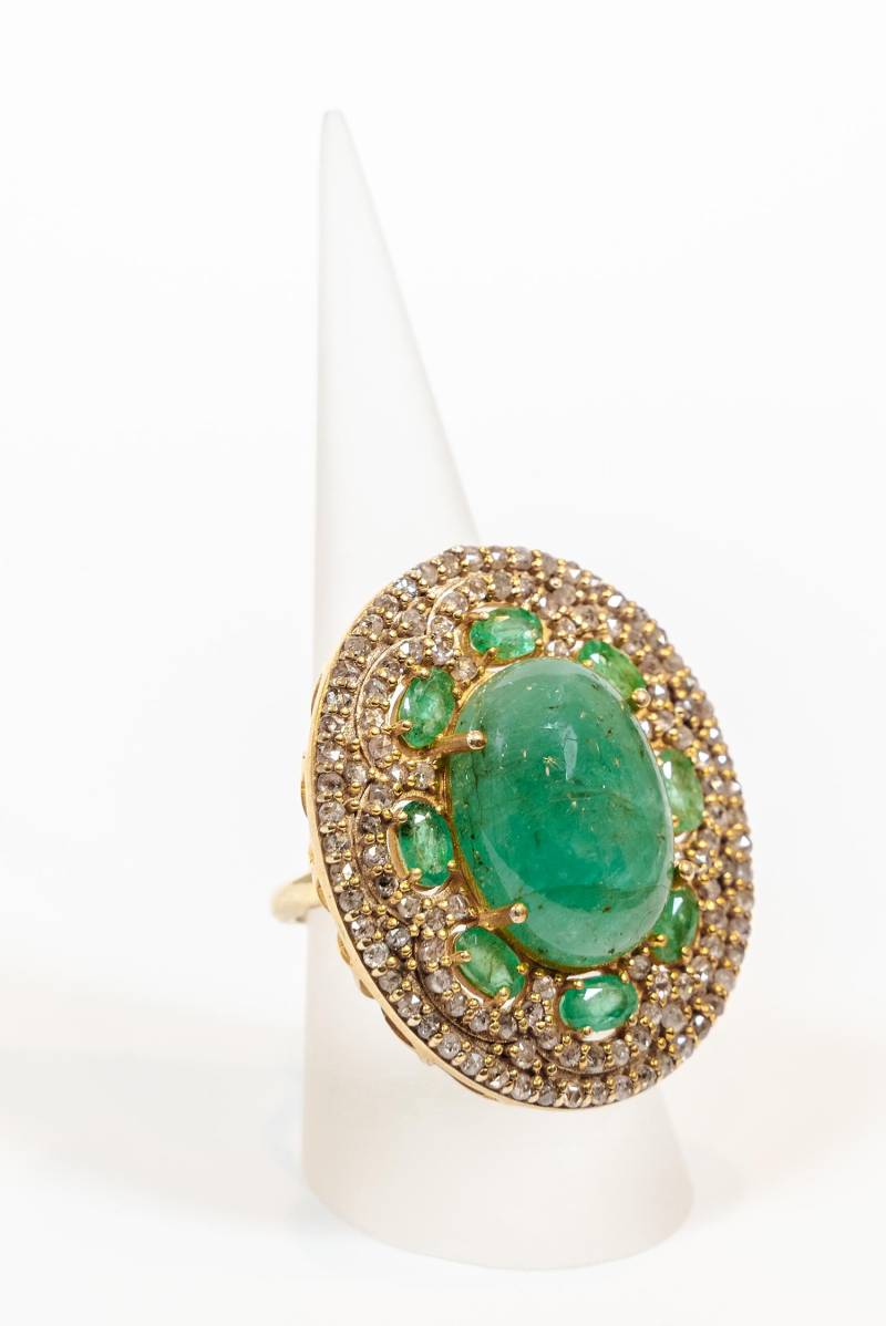 Natürlicher Cabochon Smaragd Ring, Ringe, Goldringe von BurhaniGem