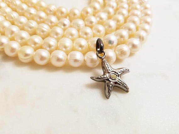 Schwarzer Diamant-Befestigung, Pave-Diamant-Anhänger, Seestern-Besatz von BurhaniGem