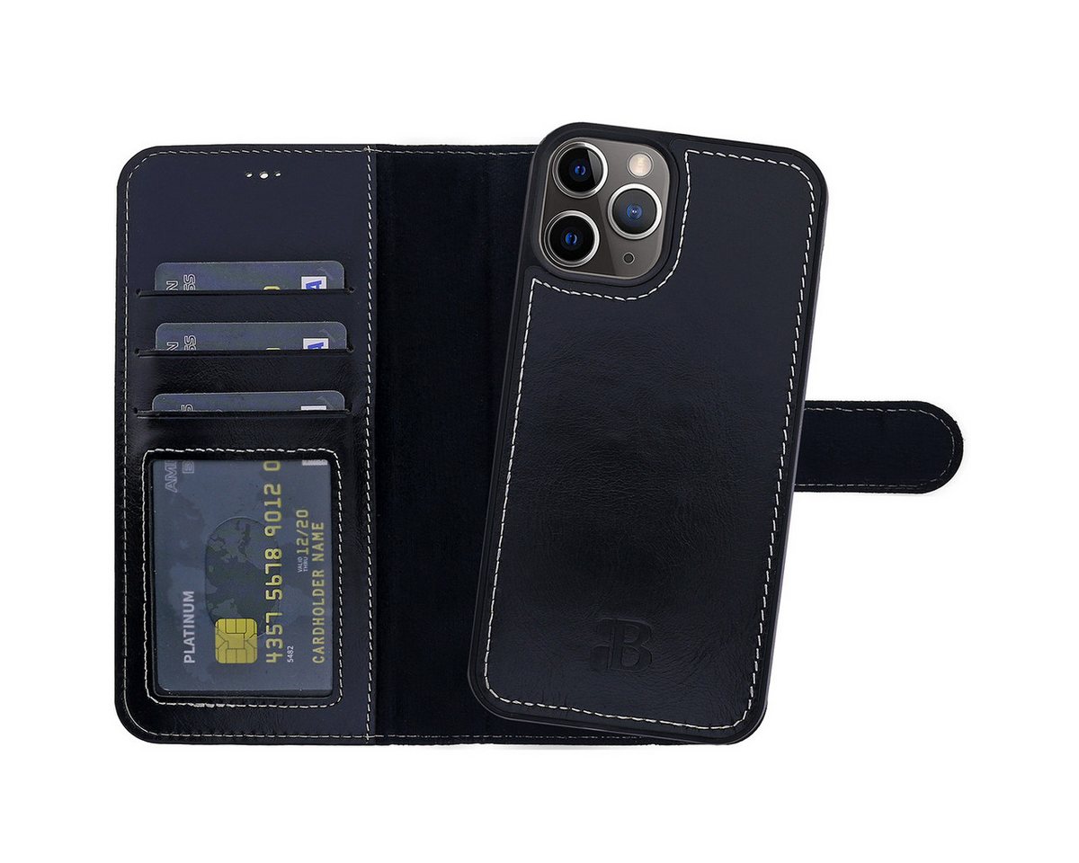 Burkley Handytasche 2in1 Leder Handyhülle für iPhone 13 Pro Max Cover (1-tlg., Book Case Lederhülle mit Kartenfach und Magnetverschluss), herausnehmbare Innenhülle, Kartenfächer mit Kick-Stand von Burkley