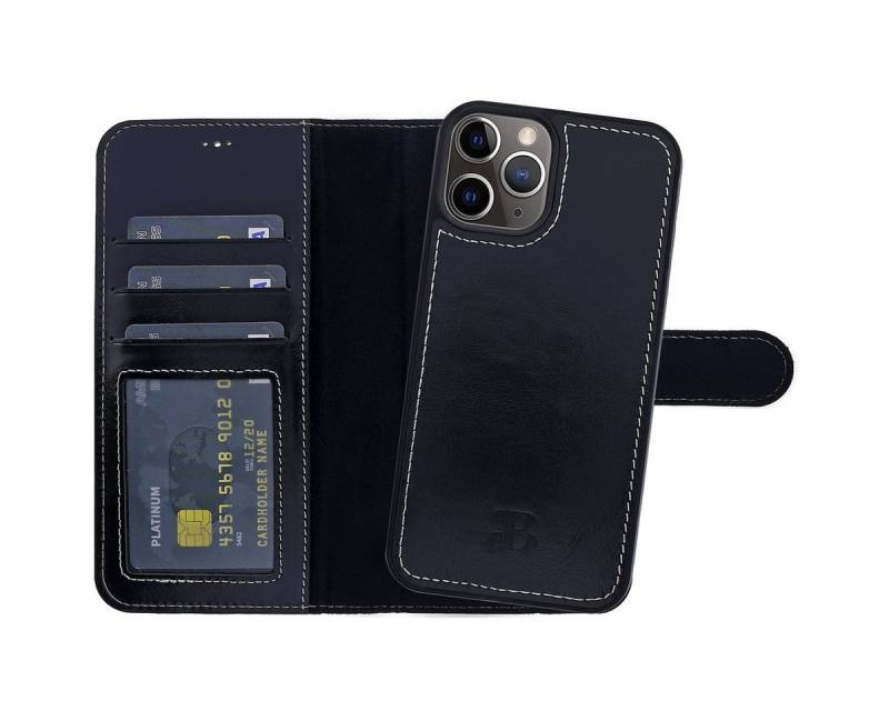 Burkley Handytasche 2in1 Leder Handyhülle für iPhone 13 Pro Max Cover (1-tlg., Book Case Lederhülle mit Kartenfach und Magnetverschluss), herausnehmbare Innenhülle, Kartenfächer mit Kick-Stand von Burkley
