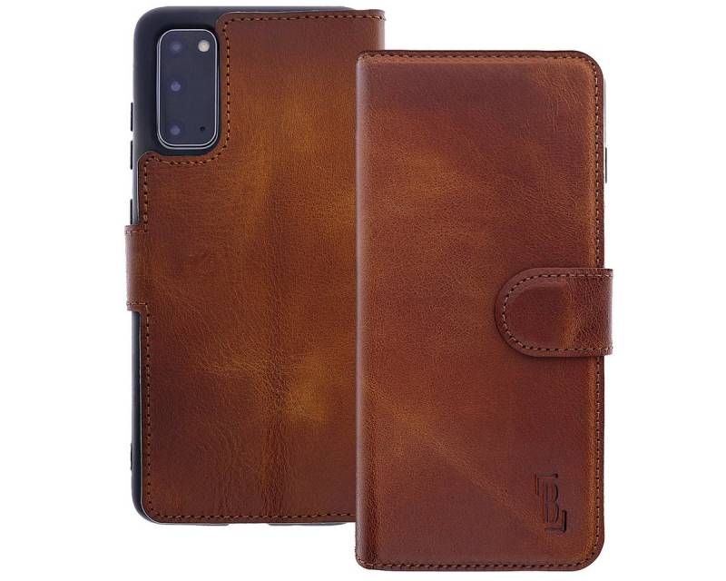Burkley Handytasche Leder Book Cover für Samsung Galaxy S20+ Handyhülle (1-tlg., Book Case Lederhülle mit Kartenfach und Magnetverschluss), Optimaler Rund-Um-Schutz, Kartenfächer mit RFID Blocker von Burkley