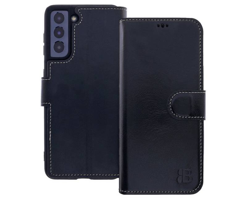 Burkley Handytasche Leder Book Cover für Samsung Galaxy S21 FE Hülle (1-tlg., Book Case Lederhülle mit Kartenfach und Magnetverschluss), Optimaler Rund-Um-Schutz, Kartenfächer mit RFID Blocker von Burkley