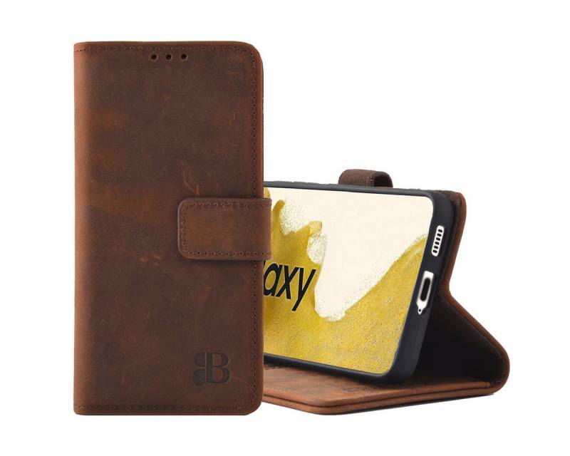 Burkley Handytasche Leder Book Cover für Samsung Galaxy S23 Handyhülle (1-tlg., Book Case Lederhülle mit Kartenfach und Magnetverschluss), Optimaler Rund-Um-Schutz inkl der Kartenfächer mit RFID / NFC Blocker, von Burkley