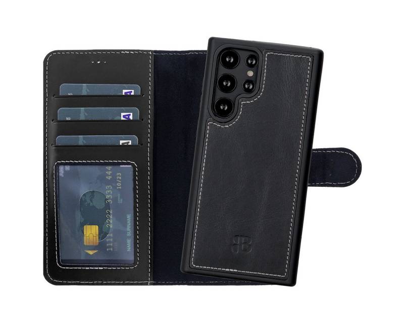 Burkley Handytasche Samsung Galaxy S22 Ultra 2-in-1 Leder Handytasche (1-tlg., Book Case Lederhülle mit Kartenfach und Magnetverschluss), herausnehmbare Innenhülle, Kartenfächer mit Kick-Stand von Burkley