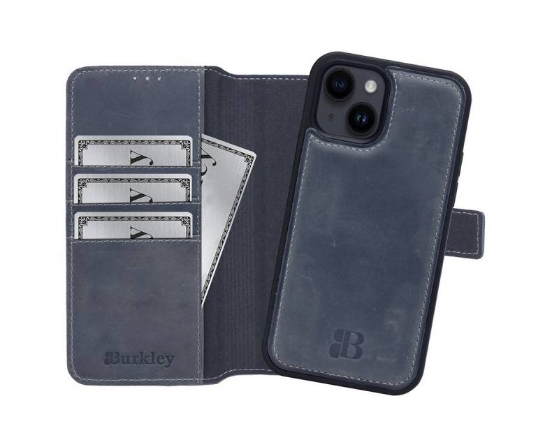 Burkley Handytasche iPhone 13 Handytasche mit modularem Back Case (1-tlg., Book Case Lederhülle mit Kartenfach und Magnetverschluss), herausnehmbare Innenhülle, Kartenfächer, Kick-Stand von Burkley