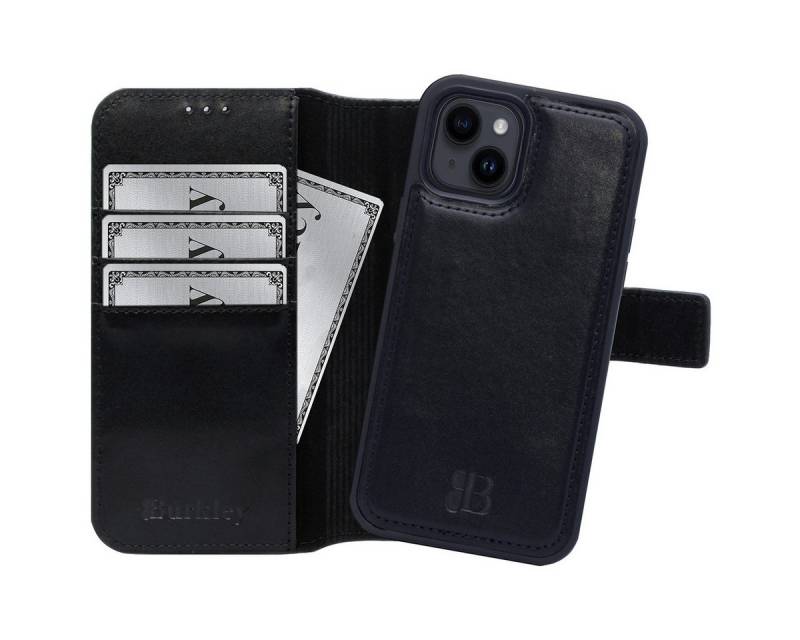 Burkley Handytasche iPhone 13 Mini Handytasche mit modularem Back Case (1-tlg., Book Case Lederhülle mit Kartenfach und Magnetverschluss), herausnehmbare Innenhülle, Kartenfächer mit Kick-Stand von Burkley