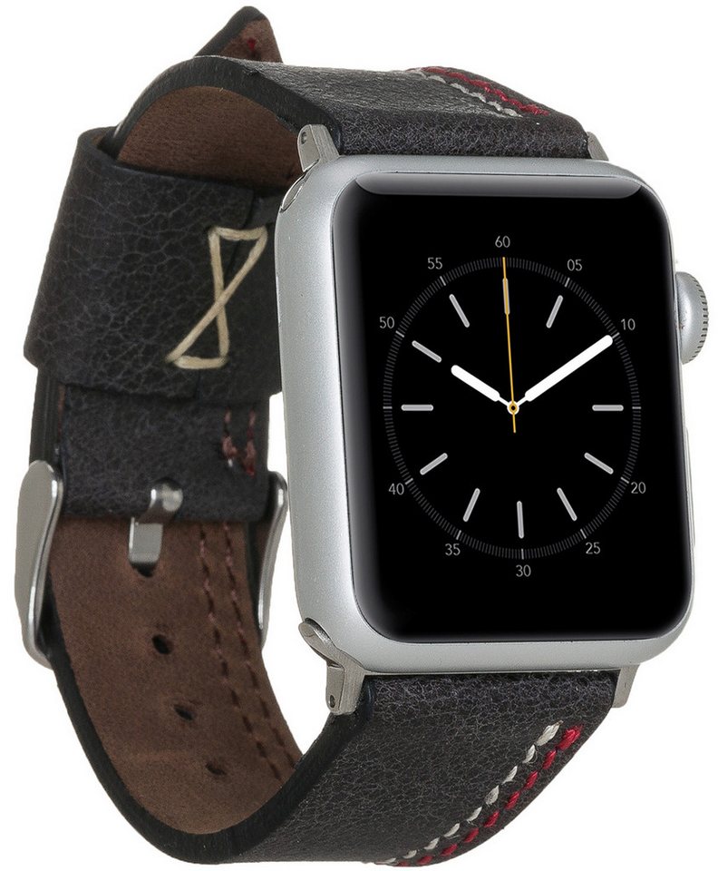 Burkley Smartwatch-Armband Exklusives Vintage Lederarmband, Handmade Stil 16, kompatibel mit Apple Watch Series 1-8 in 42/44/45mm von Burkley