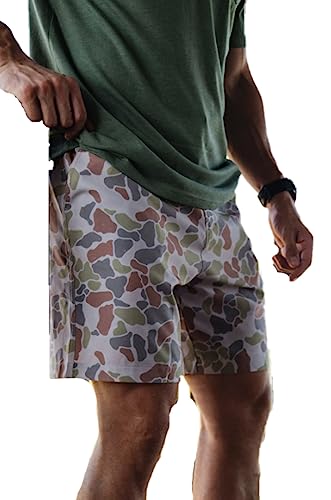 Burlebo Classic Deer Camo Everyday Shorts - Graue Tasche, Treibholz Camo - Grau, Mittel von Burlebo