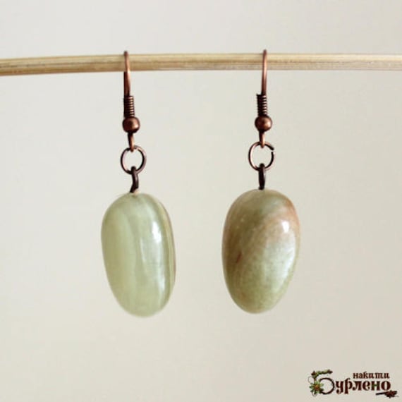 Ohrringe Mit Grünem Onyx, Grünen Steinen, Halbedelsteinen, Edelsteinen Ohrringe Mit Grünem Onyx, Grünen Steinen, Halbedelsteinen, Edelsteinen von Burleno