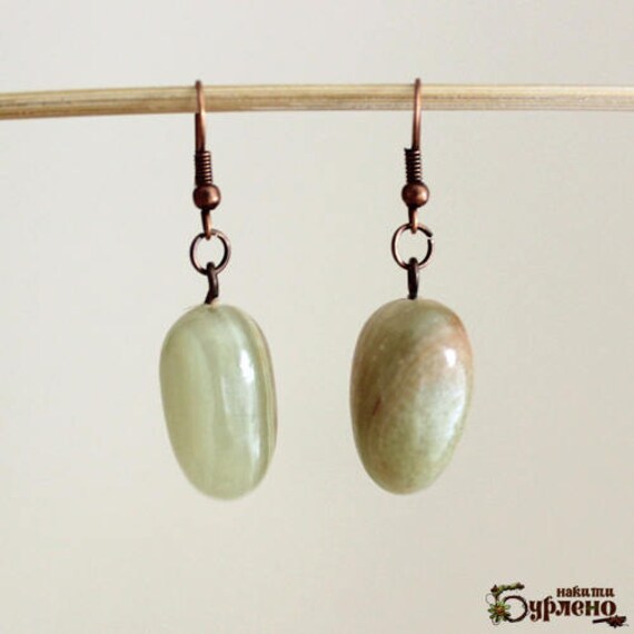Ohrringe Mit Grünem Onyx, Grünen Steinen, Halbedelsteinen, Edelsteinen Ohrringe Mit Grünem Onyx, Grünen Steinen, Halbedelsteinen, Edelsteinen von Burleno